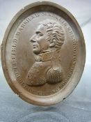 Pottery cameo of Marshall Marquis Wellington oval plaque