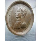 Pottery cameo of Marshall Marquis Wellington oval plaque