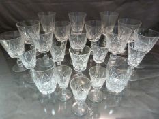 Part suite of Modern moulded glasses (22) pieces over two shelves