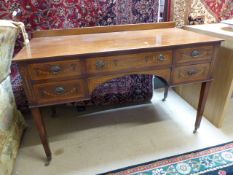 (NCI) Edwardian inlaid ladies writing desk on tapering legs with 5 drawers
