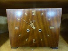 Art Deco Smiths enfield mantle clock of simplistic square form