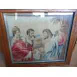 Ecclesiastic Berlin Woolwork depicting Jesus and the Pharisee's. Fashionable in the 1850's in