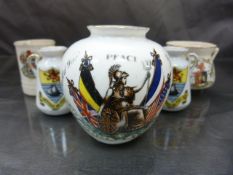 Militaria WW1 commemorative miniature vase by Chelson China - celebrating the end of WW1 and four