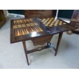 Regency Burr Rosewood combined games and work table with Tunbridge style inlay. The Fold over top