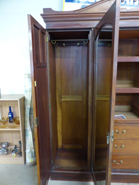 Victorian mahogany Compactum Wardrobe by Maple and Co London & Paris - Central drawers flanked by - Image 5 of 6