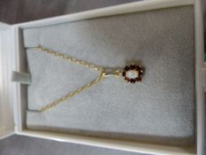 Opal and Garnet pendant on 9ct chain