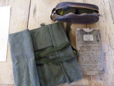 Military related items - To include a WW1 pair of Eyeshields in case, Chefs knives case, wash
