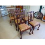 (NCI) Set of six reproduction carved dining room chairs