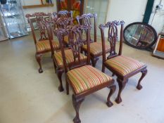 (NCI) Set of six reproduction carved dining room chairs