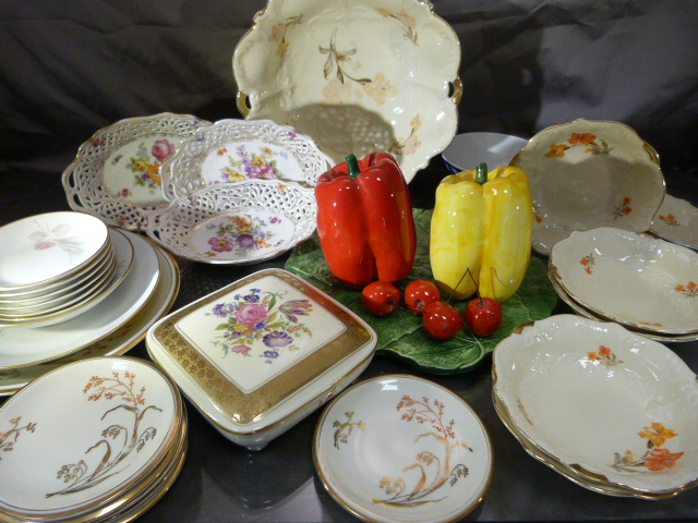 Collectable china - to include three Dresden china lattice bowls, Rosenthal plates and other - Image 2 of 7