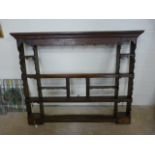 Mid 18th Century open back hanging Delph plate rack with fitted interior and two small spice