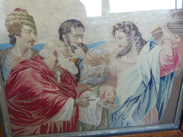 Ecclesiastic Berlin Woolwork depicting Jesus and the Pharisee's. Fashionable in the 1850's in - Image 4 of 6