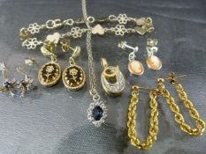 Silver and Gold coloured jewellery. To include a vintage pair of earrings by Sarah Gov, silver