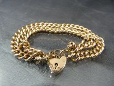 9ct Rose Gold (not Hollow) double chain bracelet with locking heart padlock and safety chain. Each