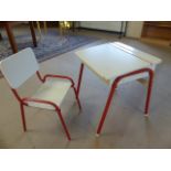 Metal and Wooden Mid Century childrens desk and matching chair