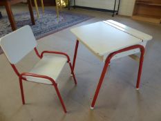 Metal and Wooden Mid Century childrens desk and matching chair