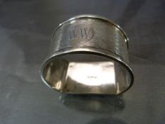 Hallmarked silver napkin ring with engine turned decoration Birmingham 1930 Weight approx 28.5g