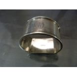 Hallmarked silver napkin ring with engine turned decoration Birmingham 1930 Weight approx 28.5g