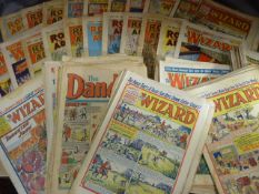 Collection of vintage annuals and paper magazines - Rover and Adventure and 'The Wizard
