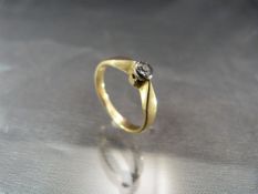 18ct Gold Solitaire Diamond Ring. The Old mine cut stone is approx: 0.20pts. Size approx: ‘H½’