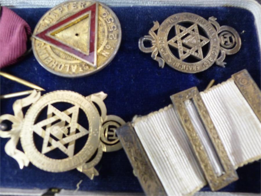 Three Masonic Medals on hallmarked silver with ribbons - Image 3 of 4