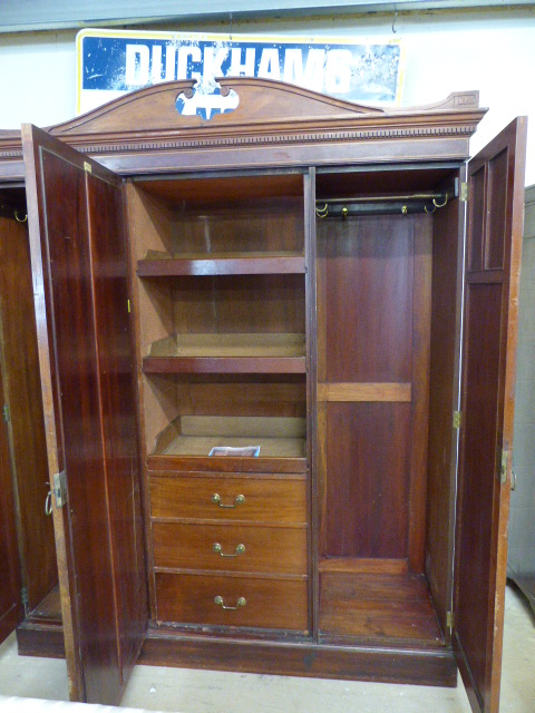 Victorian mahogany Compactum Wardrobe by Maple and Co London & Paris - Central drawers flanked by - Image 4 of 6