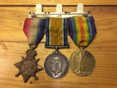 WWI 1914-1915 trio medals to10209 PTE. F SMITH. DORSET. R. comprising 1914-1915 Star and 1914-1918