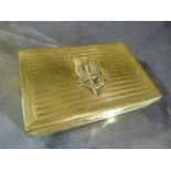 Brass Snuff/Cigarette case with mounted hat pin 'Who Dares Win' (SAS) with engine turned