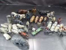 Collection of Lead farm animals and other related items