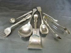 Two Hallmarked Silver condiment fork and scraper. Sheffield by Henry Wigfull 1904 and 1951. Both