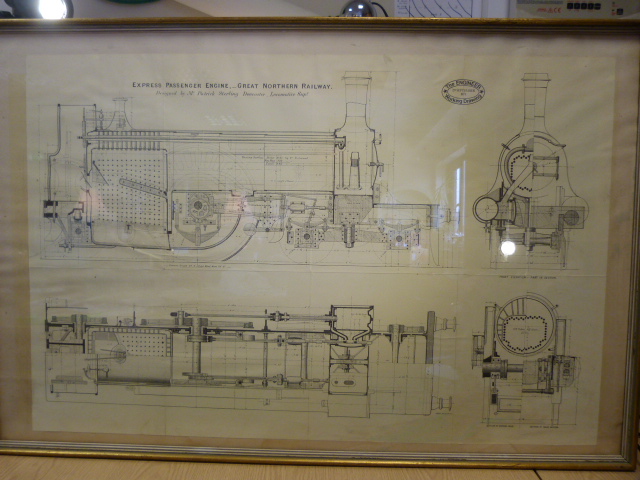 Framed Blueprint of Express Passenger Engine - Great Northern Railway Designed by Mr Patrick