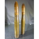 Pair of WW2 Shell cases with turned wooden tops