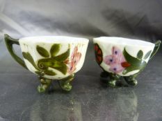 Pair of Sake miniature cups on four feet