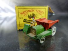 Moko Lesney dumper truck from the Matchbox series No.2 Box broken and vehicle in good condition.