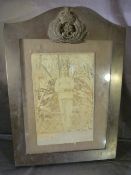 WW1 Memorial photograph in bronzed frame. Royal Crest to top.