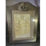 WW1 Memorial photograph in bronzed frame. Royal Crest to top.