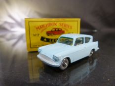 Matchbox series Lesney No.7 Ford Anglia (New Model) Box broken one end.