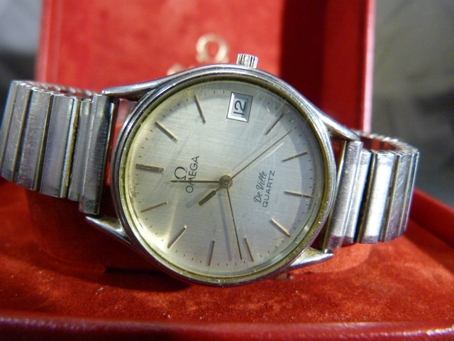 Omega Digitial Wristwatch DeVille Quartz on stainless steel strap. Face having baton numbers and - Image 2 of 5