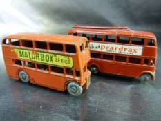 Lesney London TrolleyBus No.56 and another Matchbox series No.5 red bus.