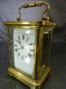 Duverdrey & Bloquel, a French carriage clock with the lion trademark to back. 5 bevelled glass panel