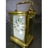 Duverdrey & Bloquel, a French carriage clock with the lion trademark to back. 5 bevelled glass panel