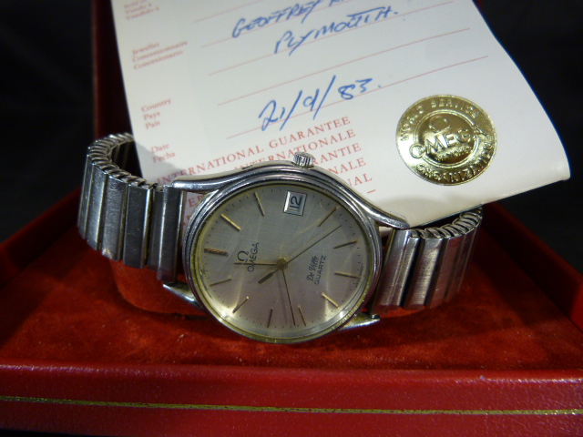 Omega Digitial Wristwatch DeVille Quartz on stainless steel strap. Face having baton numbers and - Image 3 of 5