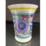 Poole Pottery Art Deco flared vase decorated in the PB pattern 'Bluebird' design. Paintress is Hilda