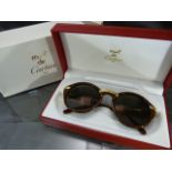 MUST DE CARTIER PARIS - Pair of 1980's Cartier sunglasses in original fitted case. The Circular