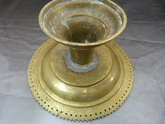 Oriental metal Tazza, Early oriental beaker and an oriental vase on splayed base - Image 13 of 14
