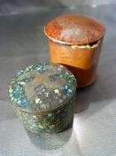 Micro Mosaic Nazi pill box possibly with Paua Paua Shell along with another papier mache red box