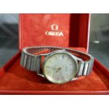 Omega Digitial Wristwatch DeVille Quartz on stainless steel strap. Face having baton numbers and