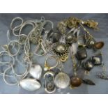 Collection of silver items to include chain, cufflinks, pendants etc. (Some plated) Approx