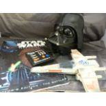 Star Wars Toys - Darth Vader Electronic mask with sounds, Star Wars Calender 1998, along with an X-
