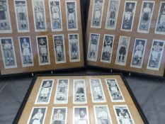 Three framed Topical Times footballer collector cards. approx 30 cards.